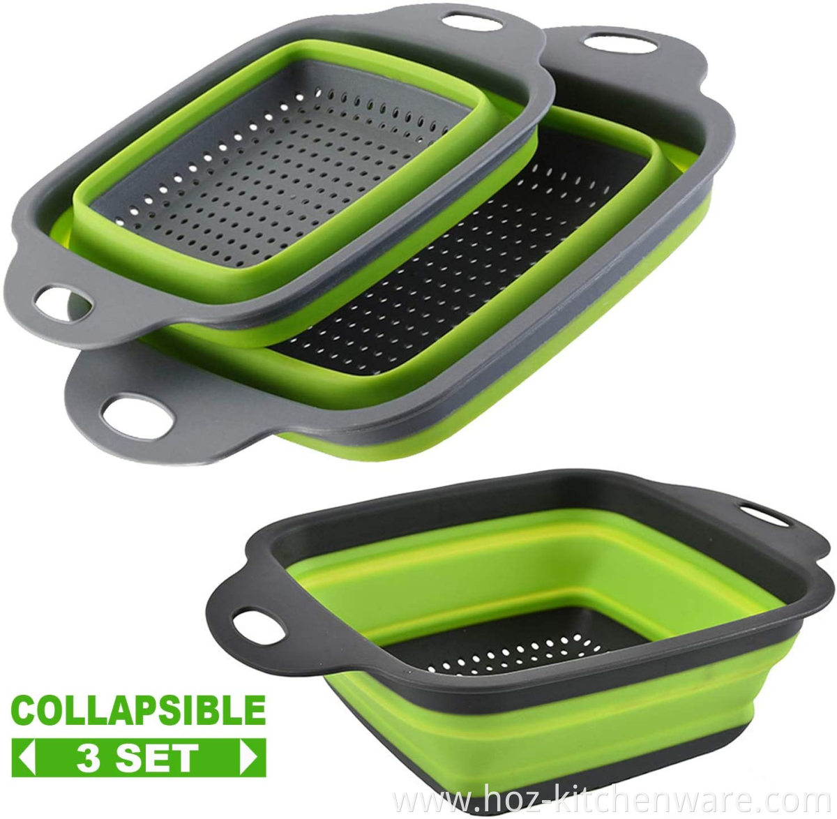 Kitchen Foldable Strainer Collapsible Colander Space-Saver HOZ Folding Silicone Strainers for Draining Pasta Vegetable Fruit